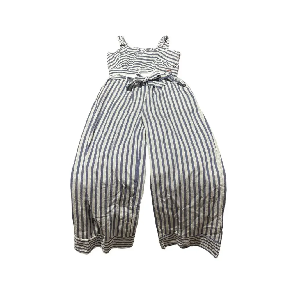 Tahari 8 blue white metalic stripe palazzo pants tank matching set stripe nwot
